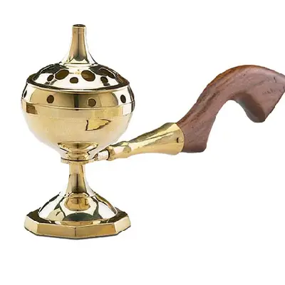 Brass Burner with Wooden Handle Big